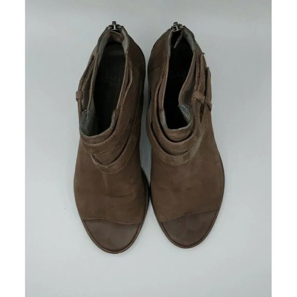 Eileen Fisher Womens List Ankle Boots Peep Toe Brown Leather Block Heel Size 9 - Picture 3 of 12
